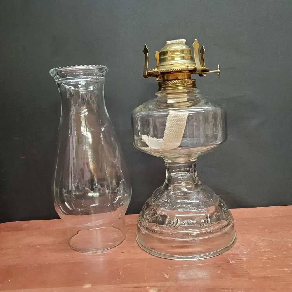 Vintage Lamplight Farms Clear Glass Hurricane Oil Lamp New Wick